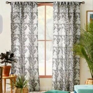 Light Filtering Limu-Limu Leaf Jacquard Curtain Panel Gray - Opalhouse™ designed